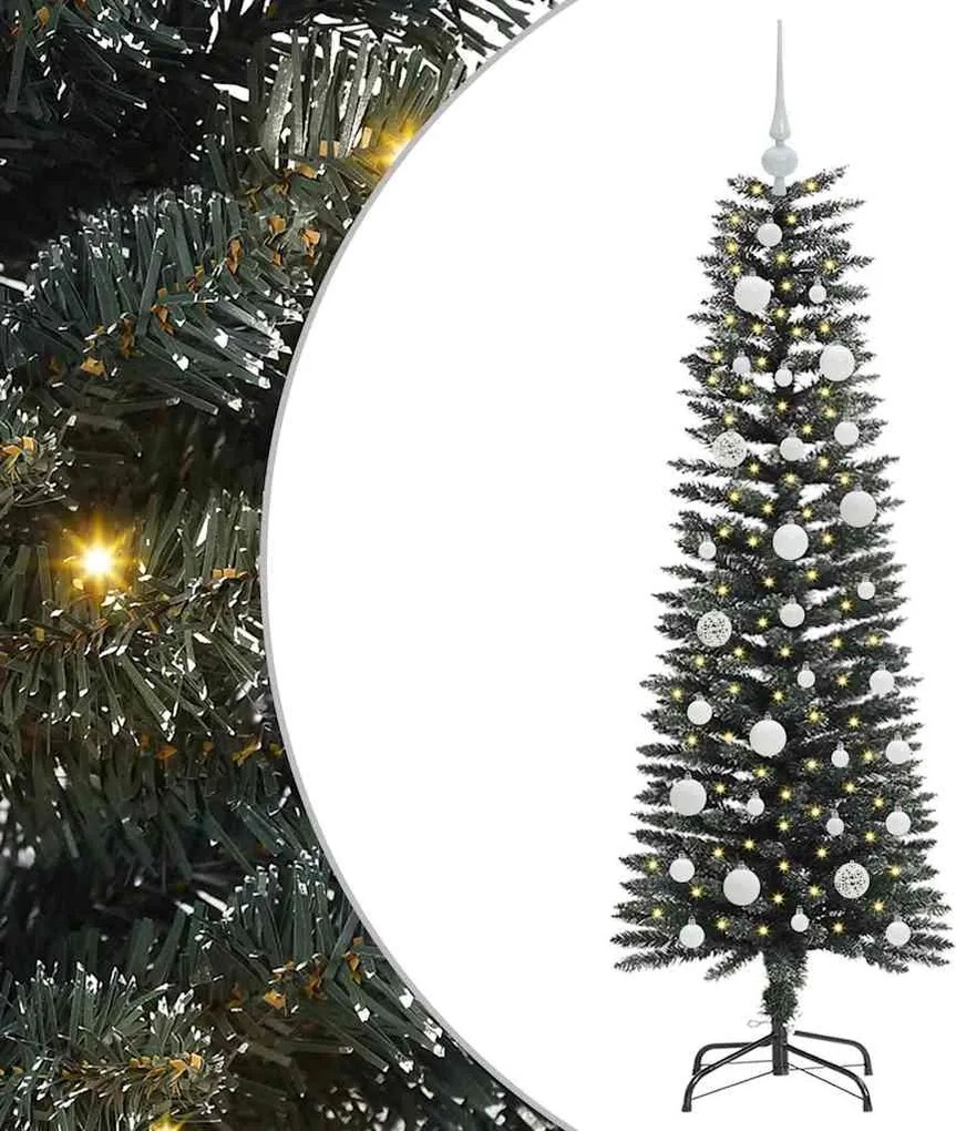vidaXL Mű karácsonyfa 150 LED-del Zöld 120 cm PVC és Műanyag és Acél