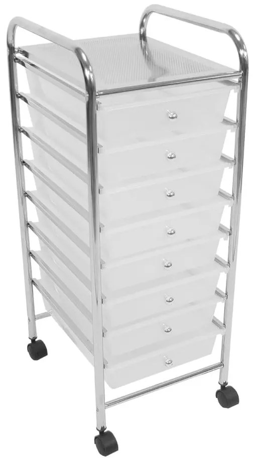 Fehér-ezüstszínű műanyag gurulós polcos állvány 33x83 cm – Premier Housewares