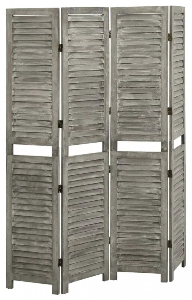 szürke 4 paneles tömör faparaván 143 x 166 cm