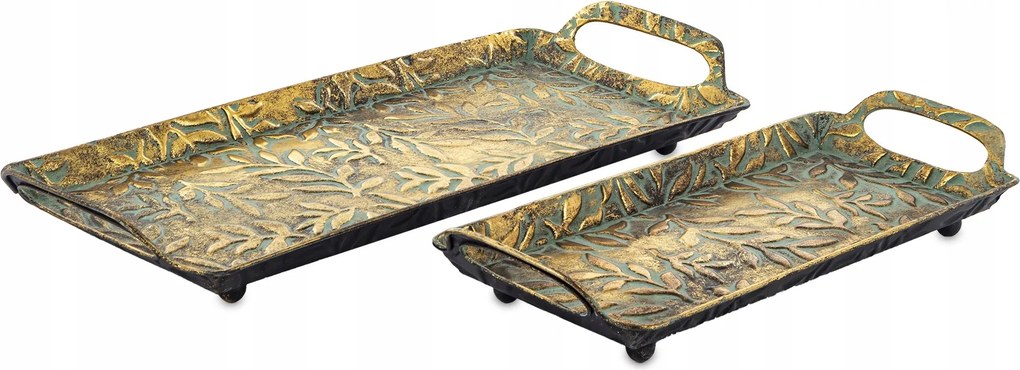 Tálca szett 2 db-os Dekorációs tálca szett Retro Arany