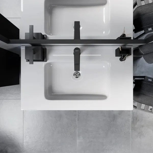 Fürdőszobai szekrény mosdóval MOLDE 80 cm fekete