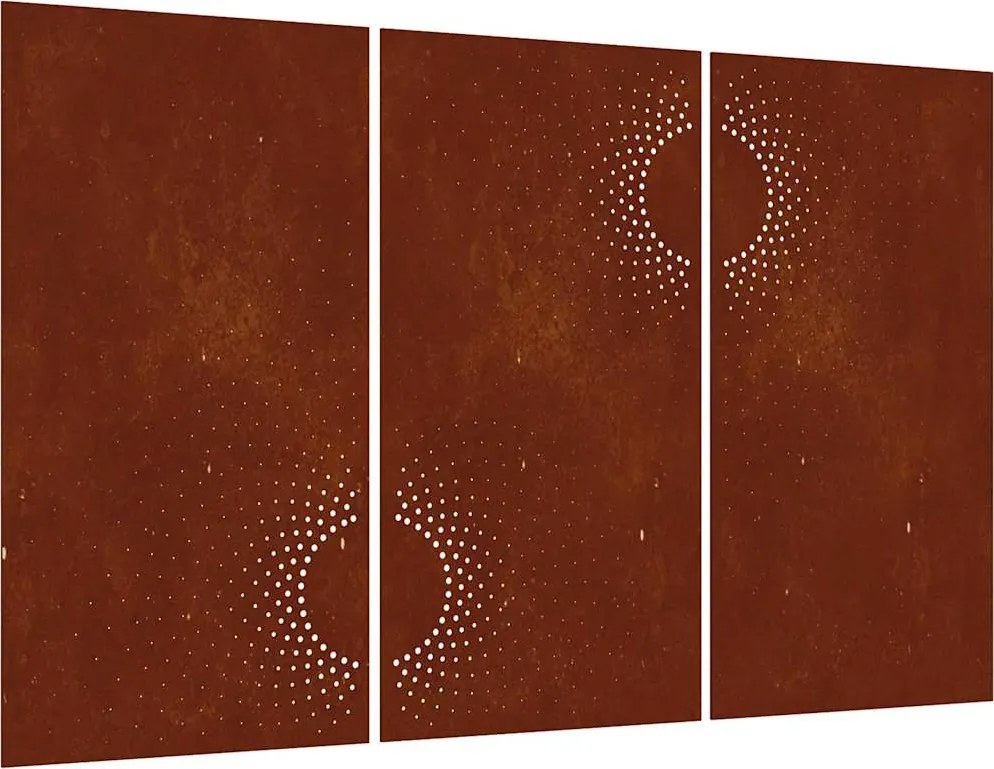 vidaXL 3 db napmintás corten acél kerti faldísz 105 x 55 cm