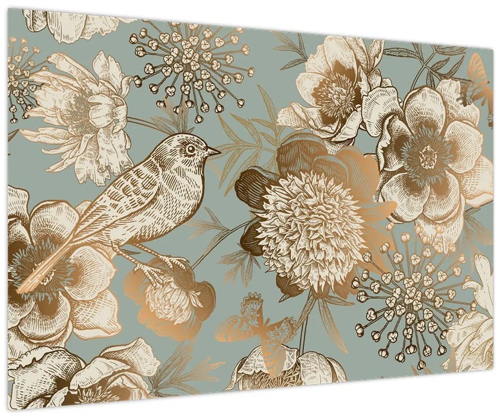 Kép - Kert egy madárral (90x60 cm)