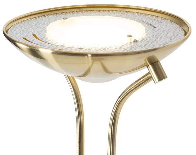 Modern állólámpa sárgarézzel és olvasólámpával, beleértve a LED-es Dim to Warm funkciót - Diva