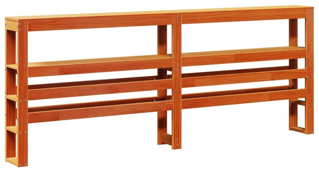 viaszbarna tömör fenyőfa ágykeret fejtámlával 200 x 200 cm