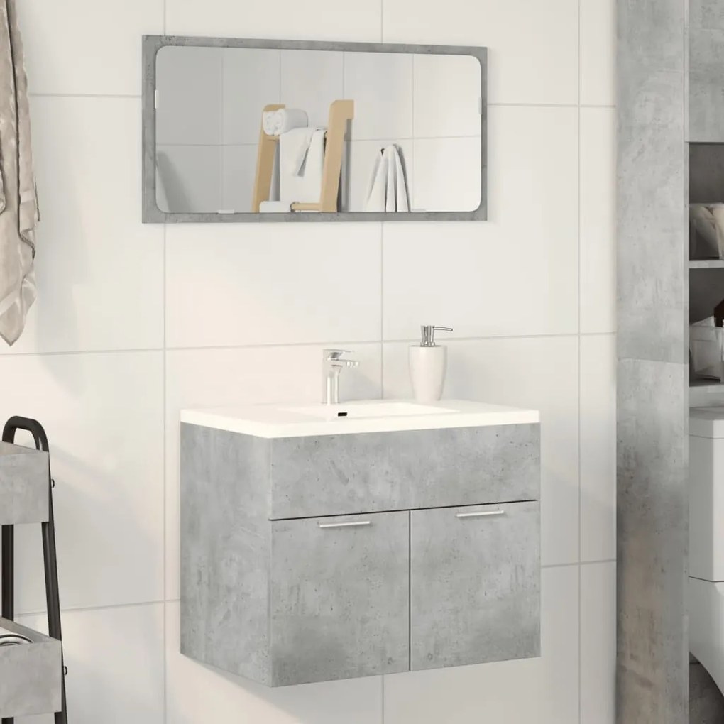 Betonszürke szerelt fa mosdószekrény 60 x 38,5 x 46 cm