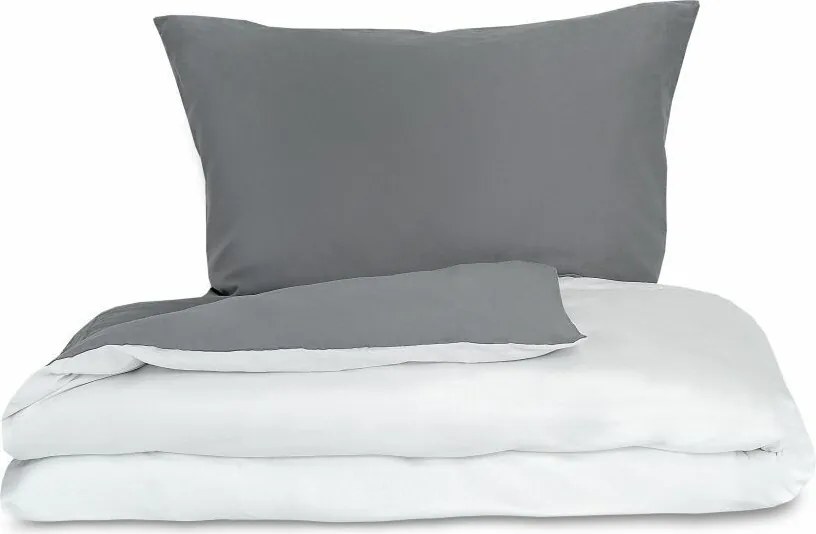 Luxury Collection szatén ágynemű, fehér/sötétszürke, 140 x 220 cm, 70 x 90 cm