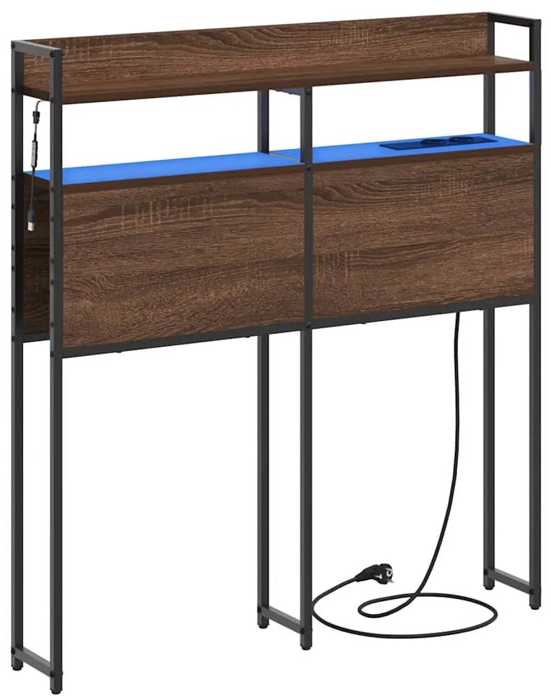 Fejtámla LED -es lámpákkal polcokkal barna tölgy 100 cm Faanyag