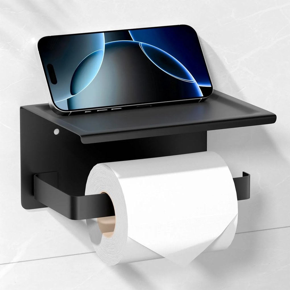 papírtartó, fekete, öntapadós