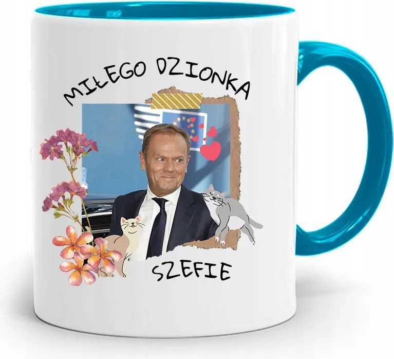 Donald Tusk Kék Bögre Platform Ajándék fényképes nyomtatással