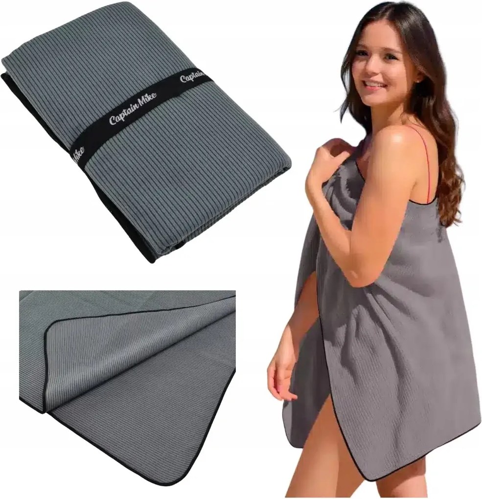 Gyorsan száradó mikroszálas strandtörölköző bordázott medencéhez 175x110 cm