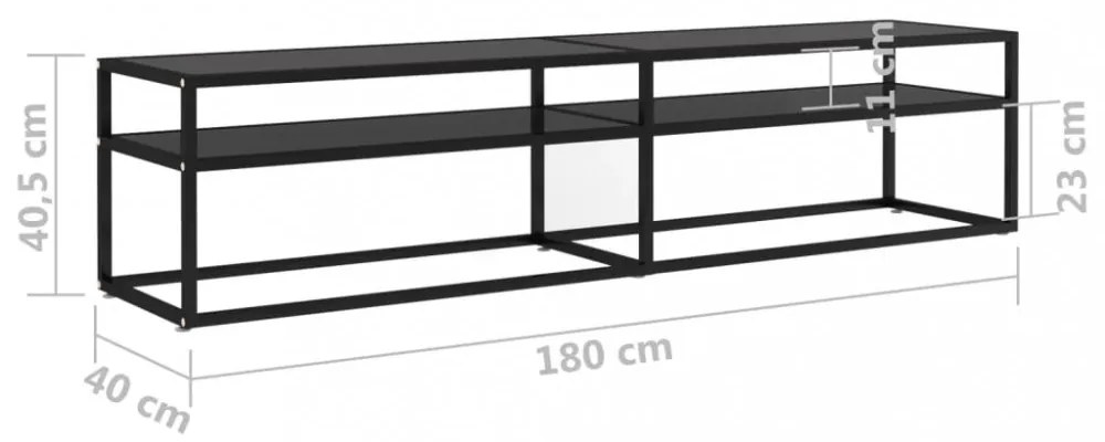 fekete edzett üveg TV-szekrény 180 x 40 x 40,5 cm