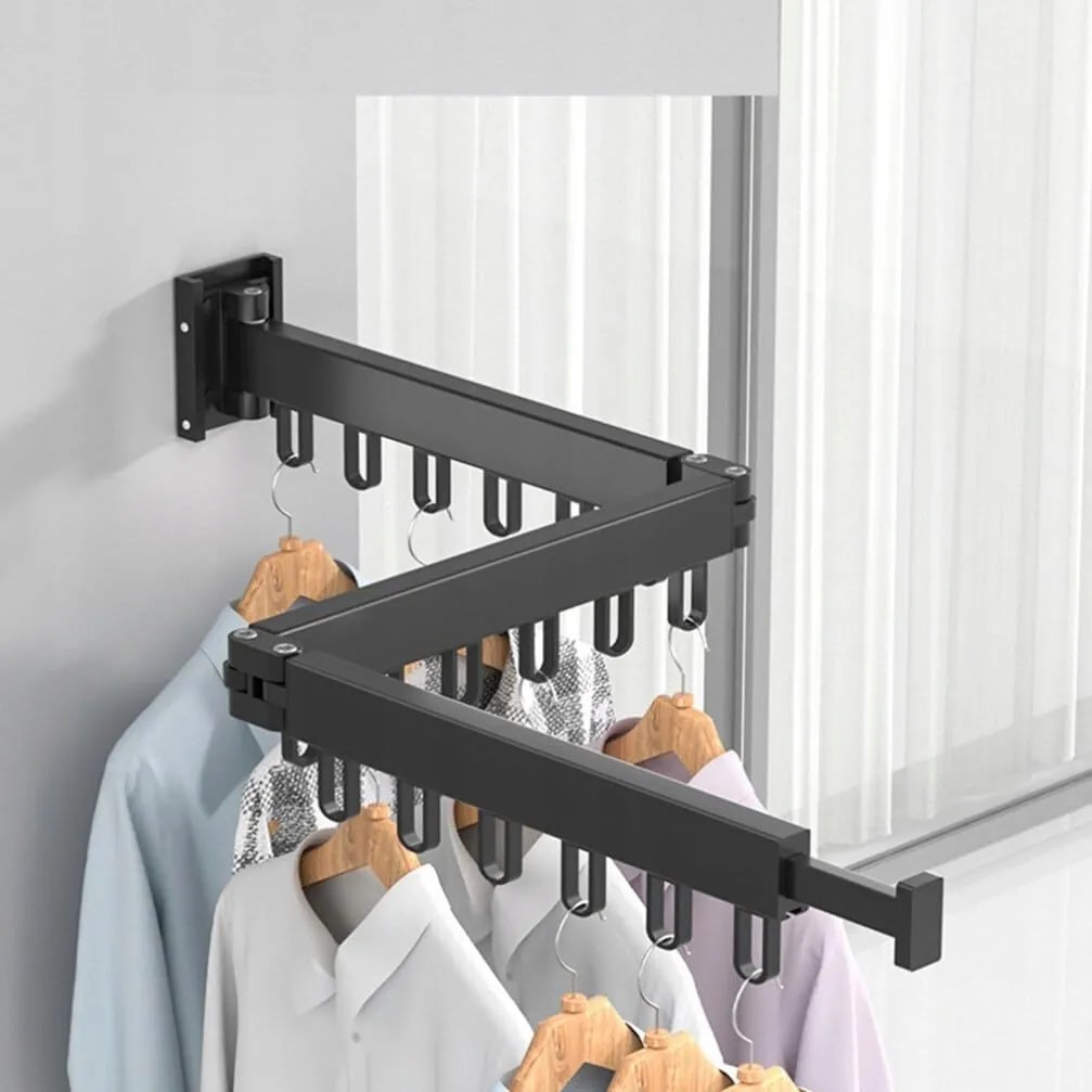 Fali Akasztó Összecsukható Strapabíró Ruhatartó Rúd Akasztó Erkély Loft