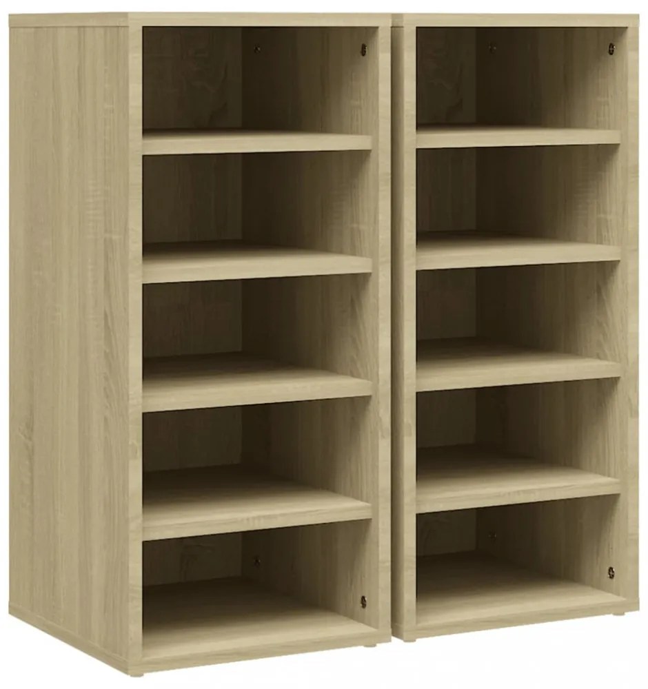 2 db sonoma tölgy színű szerelt fa cipősszekrény 31,5x35x70 cm