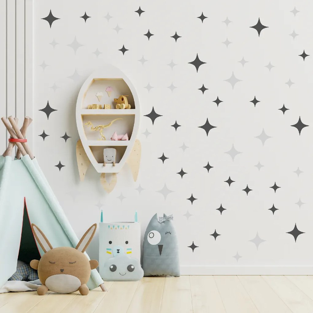 PIPPER. Textil falmatrica "Csillagok" Szín: Szürke