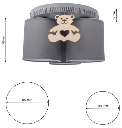 Gyerek mennyezeti lámpa BEAR 3xE27/60W/230V