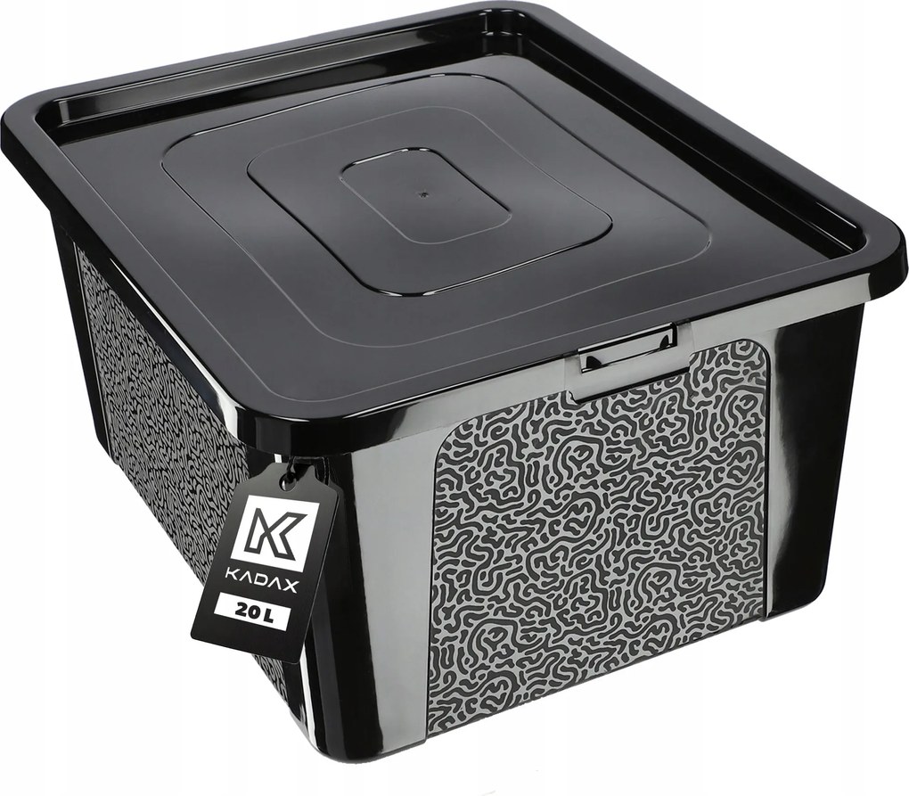 Tároló Doboz Rendszerező 20L Műanyag Játék Doboz Fedéllel Fekete