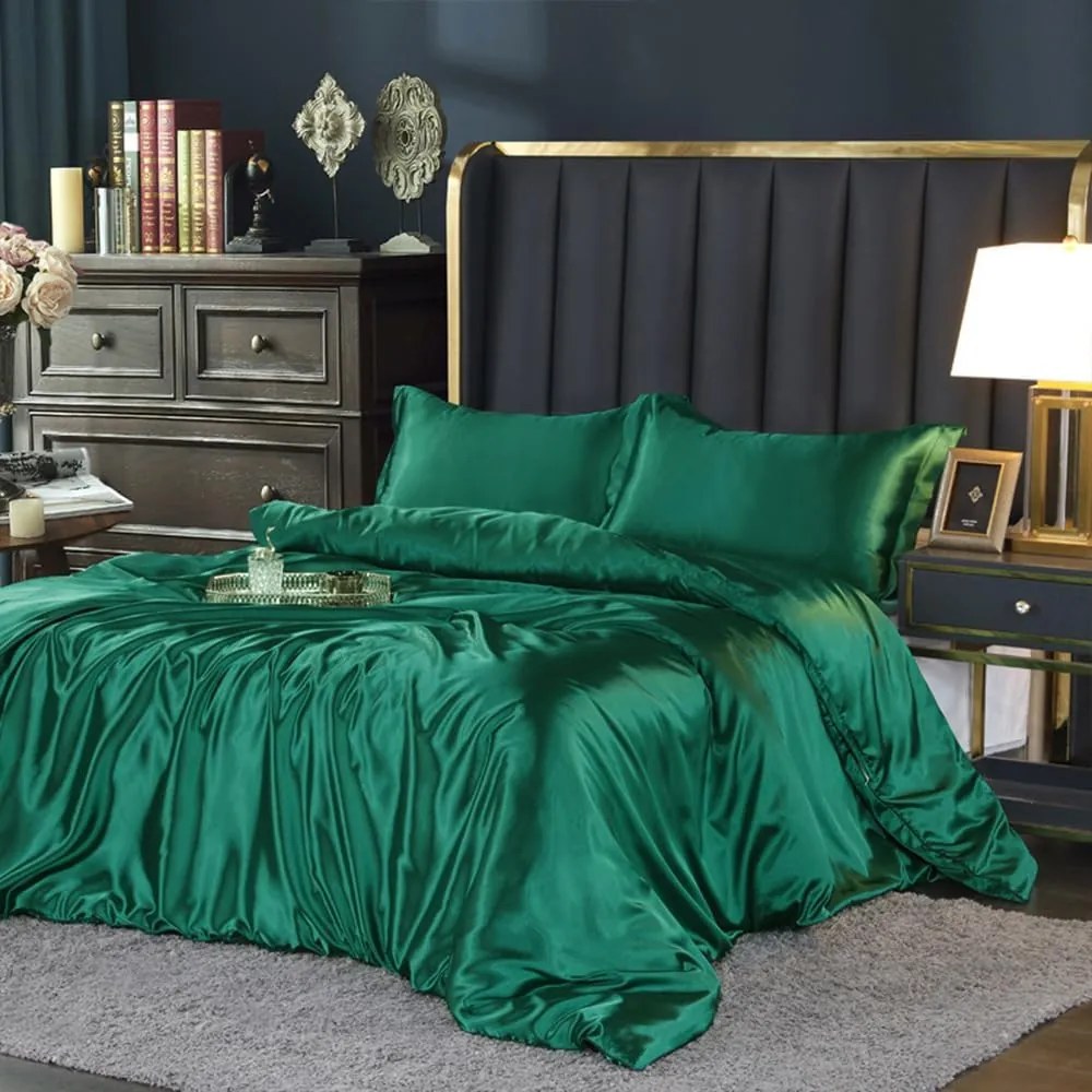 Dxhome szatén ágyneműhuzat garnitúra 200 x 200 cm zöld