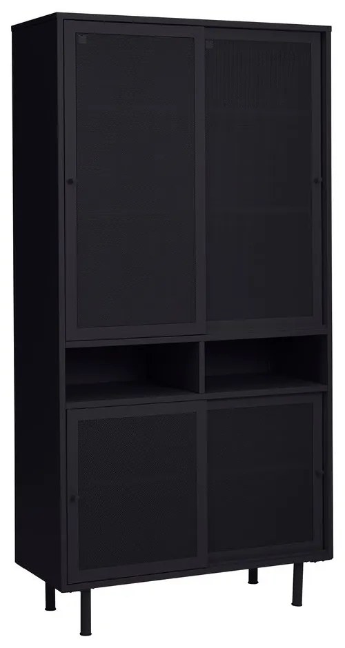 Fekete fém szekrény tolóajtóval 90x180x40 cm Veep – Unique Furniture