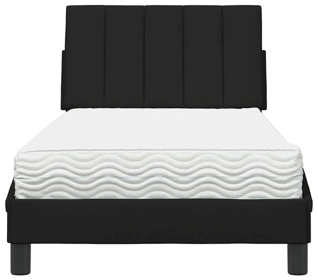 fekete szövet ágy matraccal Hanko 90x190 cm