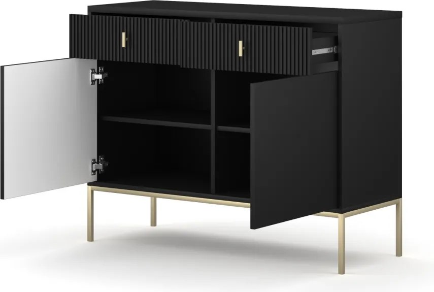 Komód fekete színben 2 ajtó/2 fiók. MAGGIORE