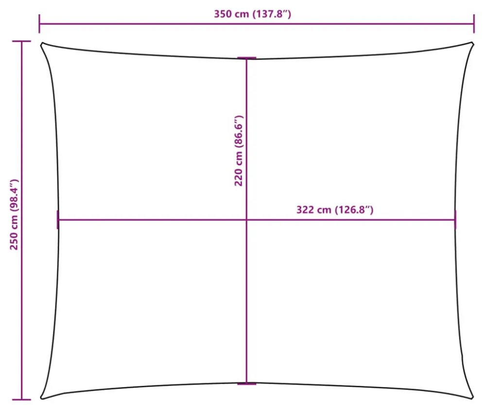 bézs téglalap alakú oxford-szövet napvitorla 2,5 x 3,5 m