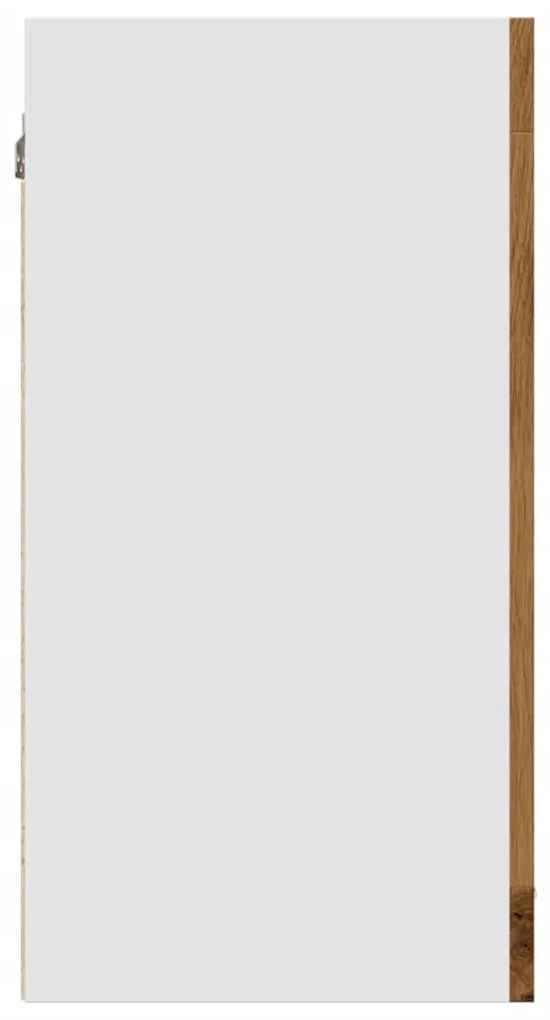 “Lyon” kézműves tölgy színű szerelt fa függő üvegszekrény