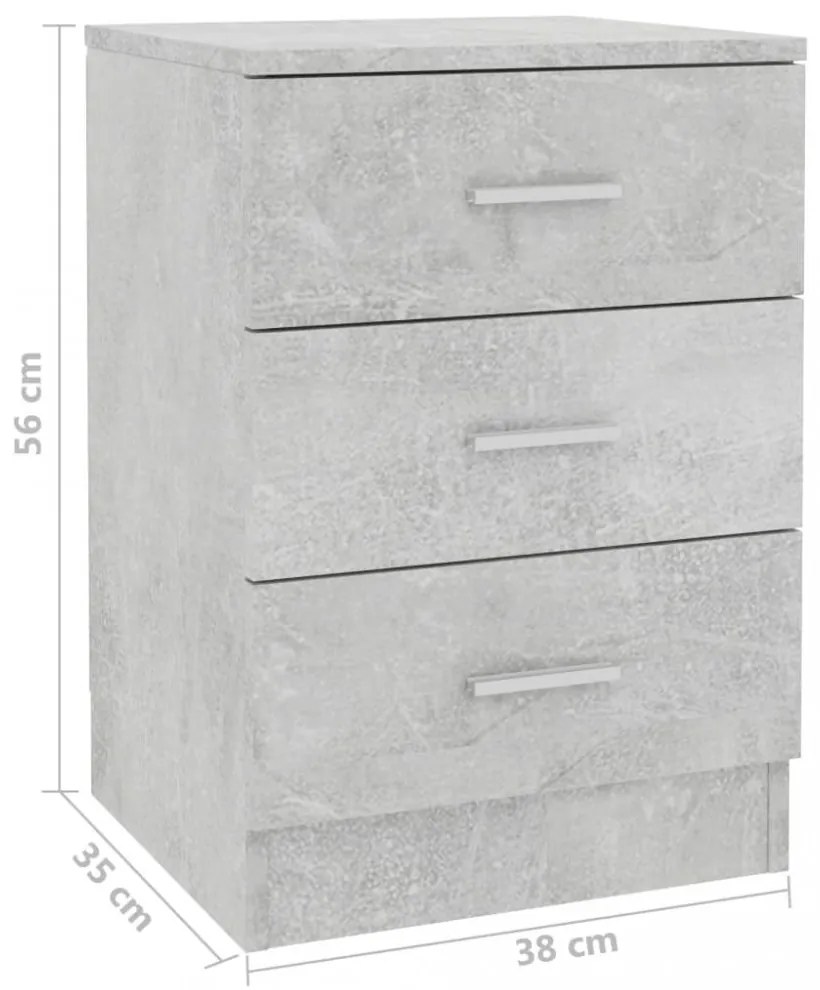 2 db betonszürke szerelt fa éjjeliszekrény 38 x 35 x 56 cm