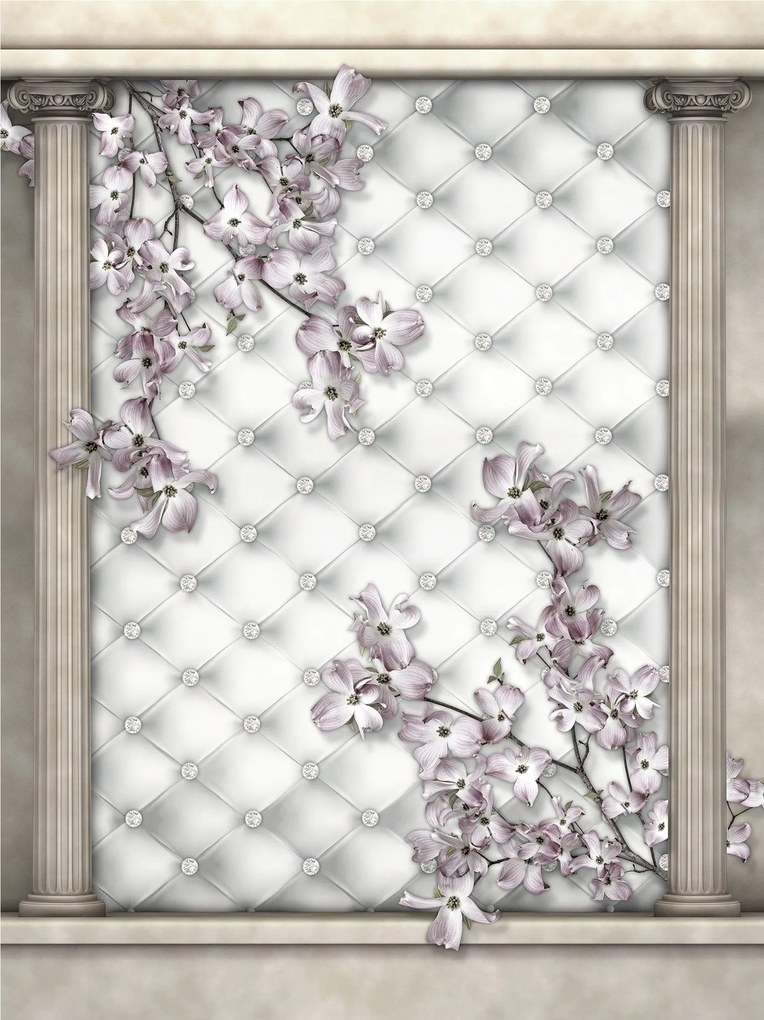 Fotótapéta Virágok Levelek Pasztell vinil panel 184x254 +ragasztó