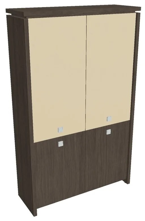 Verno magas szekrény 128 x 46 x 210 cm, kombinált ajtó, antracit tölgy / vanília