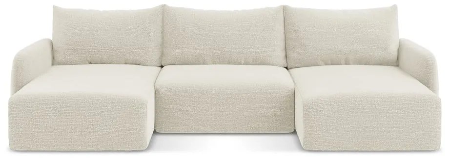 Krémszínű kinyitható-tárolóhelyes sarokkanapé Kalena – Makamii