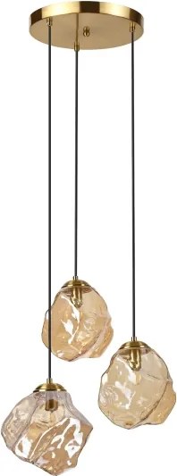 Kábeles CRISTAL csillár 3xE14/15W/230V sárgaréz/füstös bézs