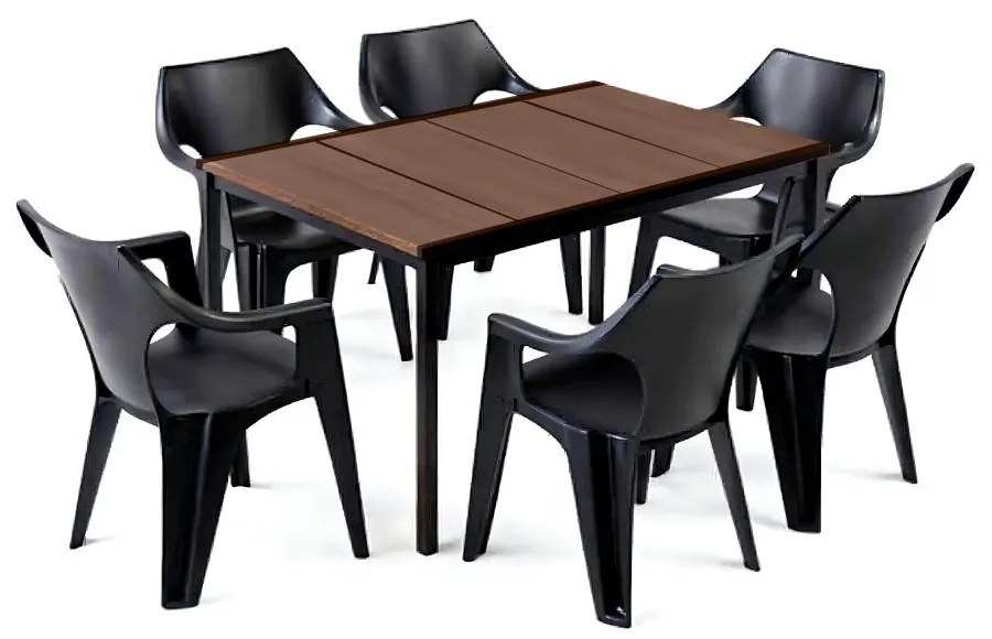 Carter 6+1 kerti bútor garnitúra szett dió-grafit