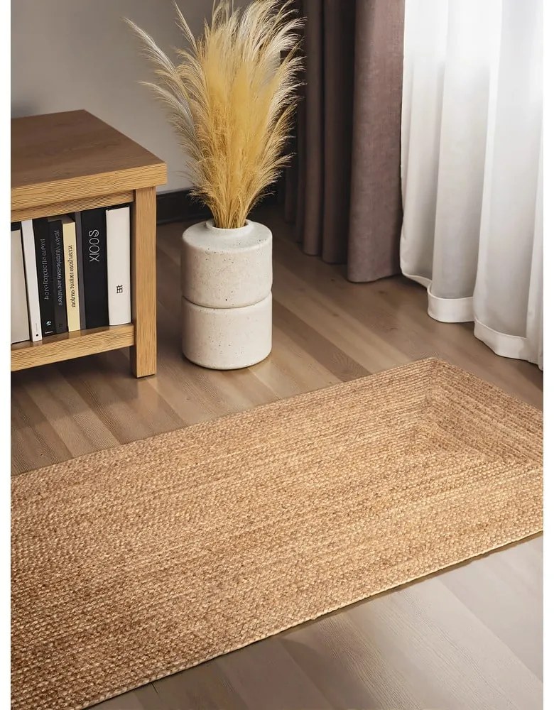 Natúr színű kétoldalas-kézi szövésű juta futószőnyeg 80x200 cm Juno – Hanse Home