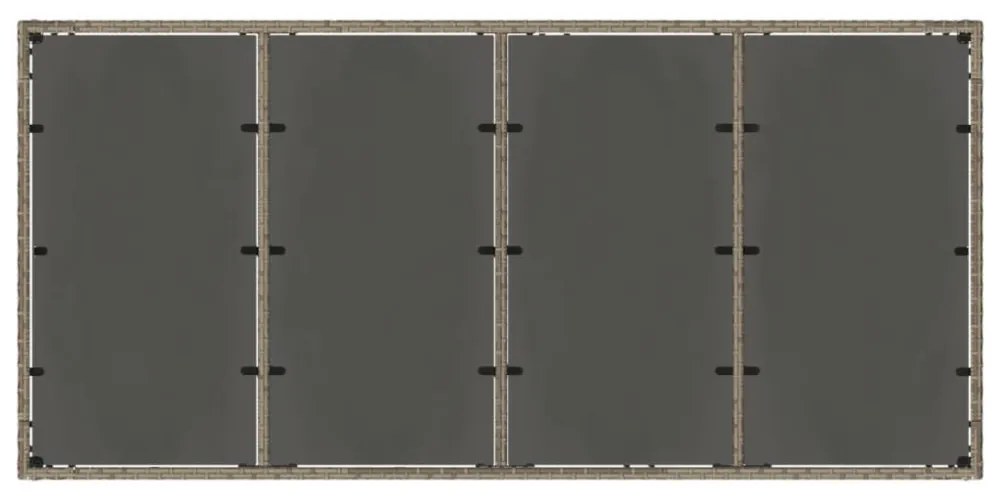 szürke polyrattan üveglapos kerti asztal 190 x 90 x 75 cm
