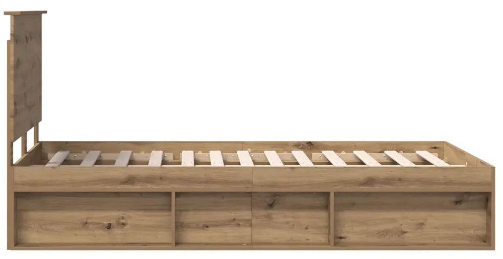 vidaXL Ágykeret fejtámlával Művészi tölgy 120 x 200 cm Tömör fenyőfa