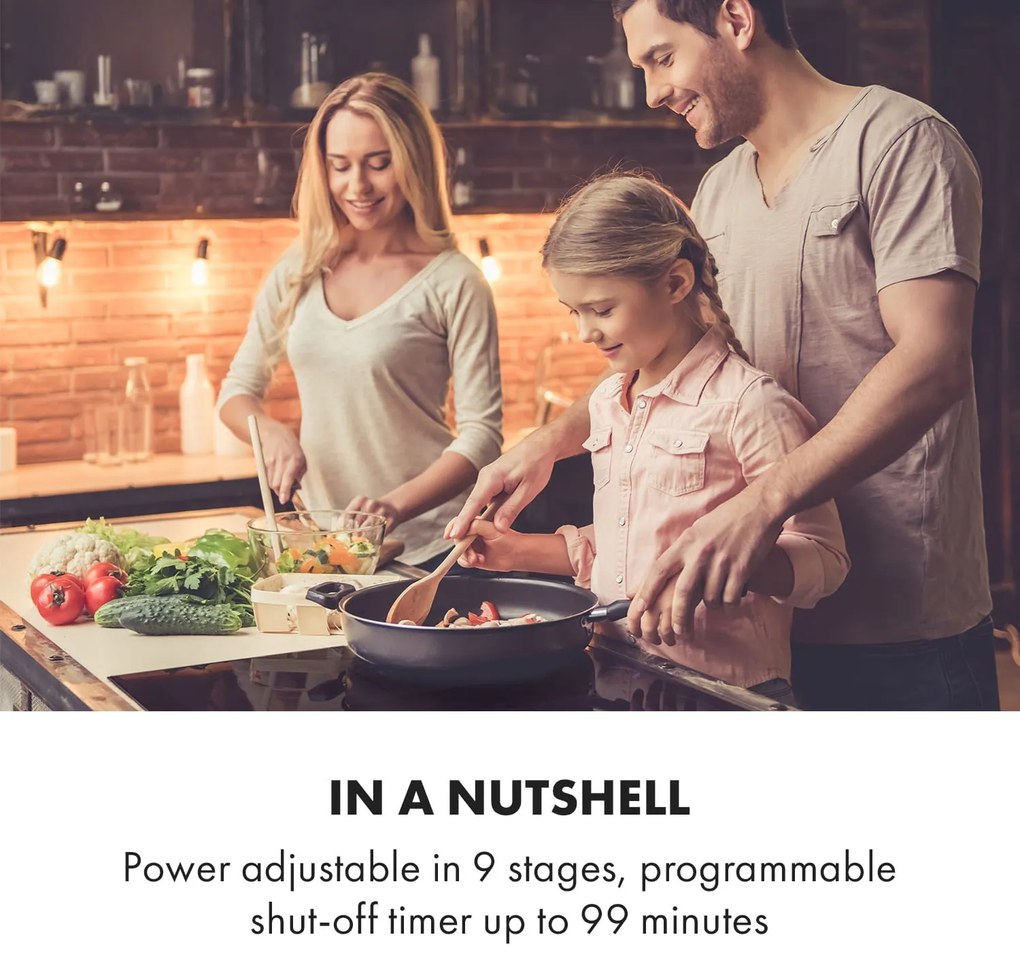 Klarstein Delicatessa 3, indukciós főzőlap, 5800 W, 3 zóna, üvegkerámia, fekete