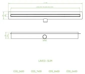 Laveo Slim, zuhanylefolyó 60 cm, acél, LAV-COS_260D