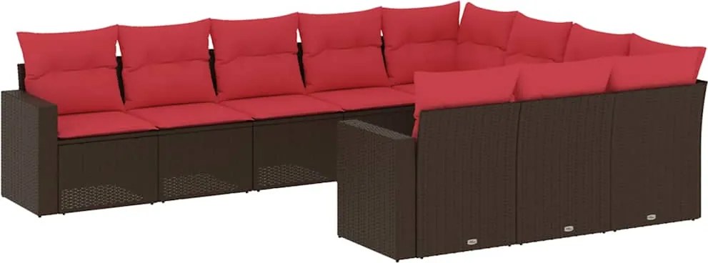 vidaXL 10 részes barna polyrattan kerti ülőgarnitúra párnákkal