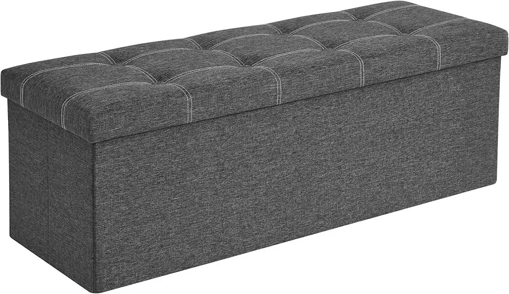 Összecsukható szövet tárolópuff, szürke 110x38x38cm