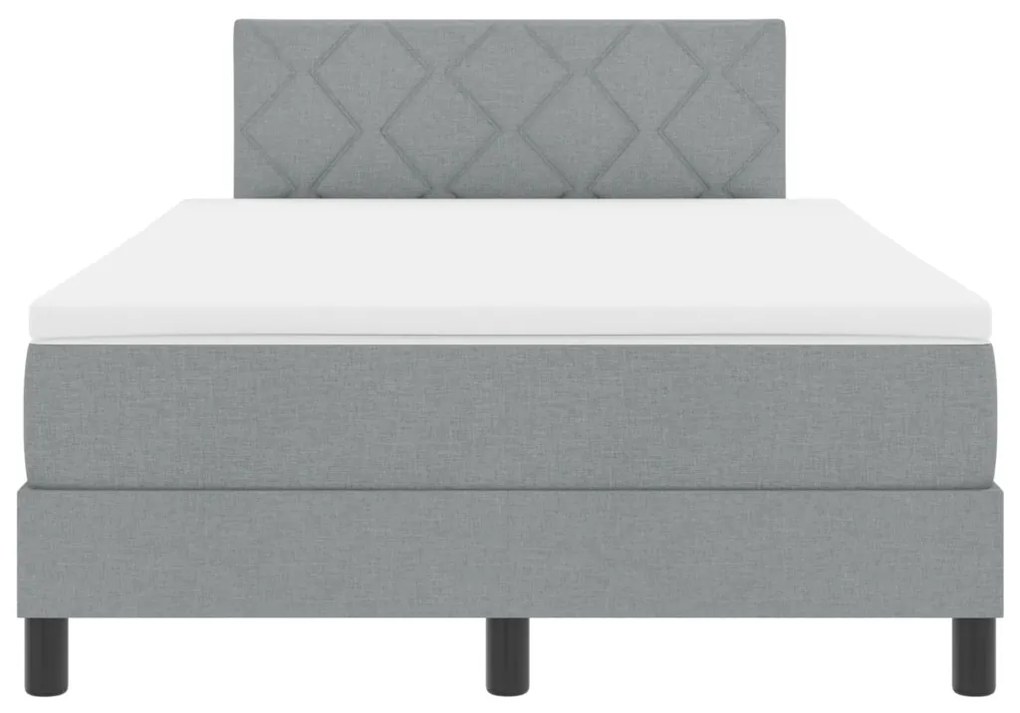 Box Spring Ágy Matraccal & LED Világosszürke 120x190 cm Szövet