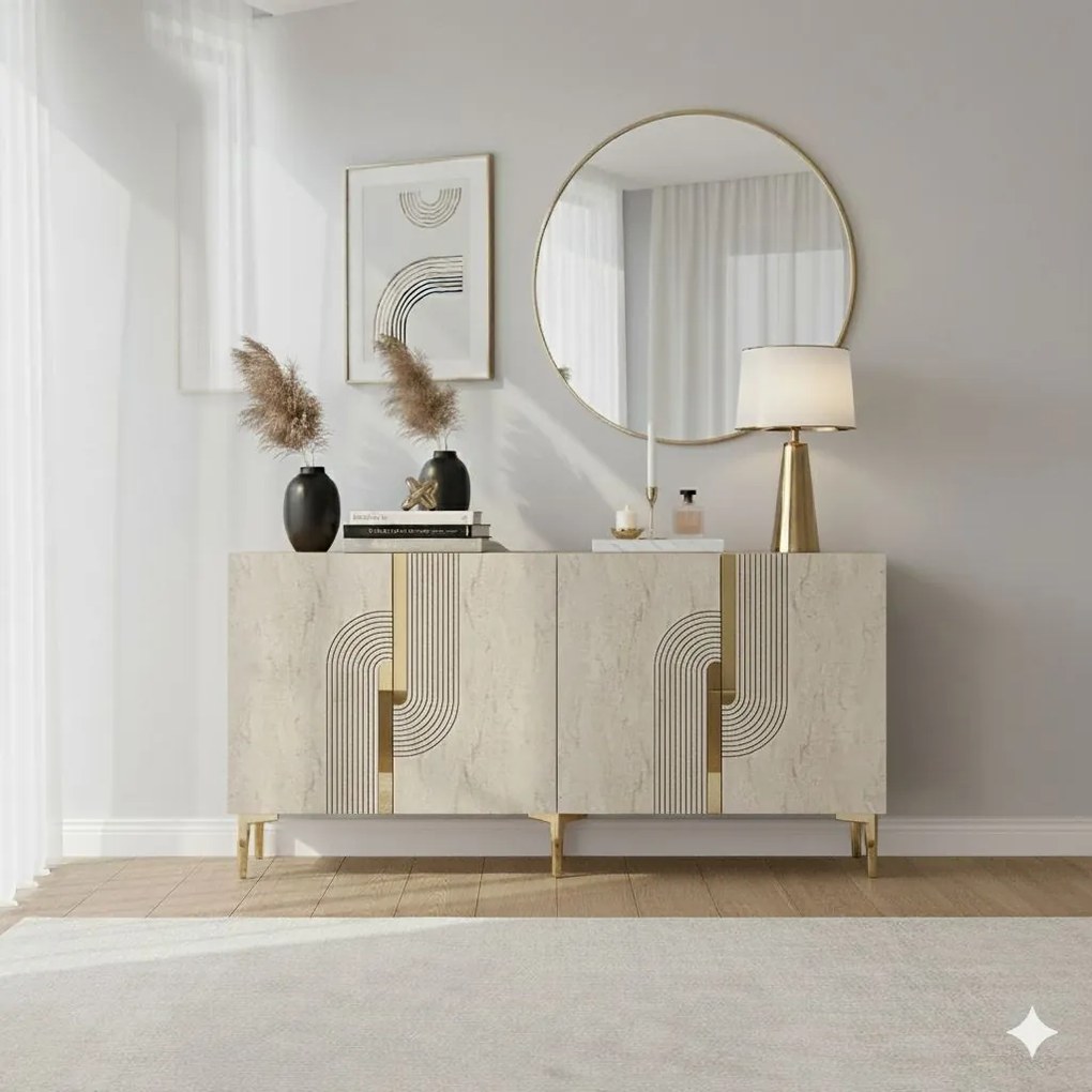 Meyra 150 - White, Travertine, Gold