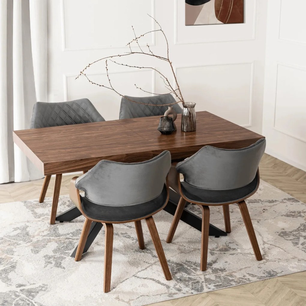 LUISE bársony szék szürke / dió színben