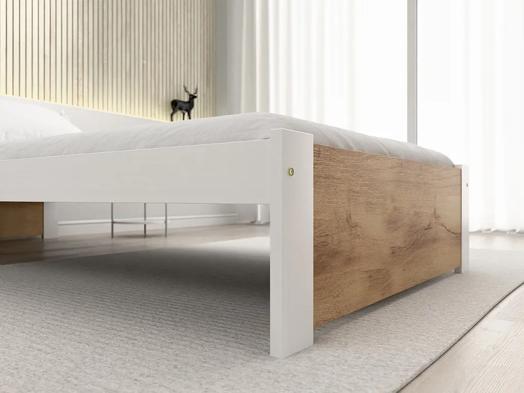 IKAROS ágy 90 x 200 cm, artisan tölgy/fehér Ágyrács: Léces ágyrács, Matrac: Sommera 18 cm matrac