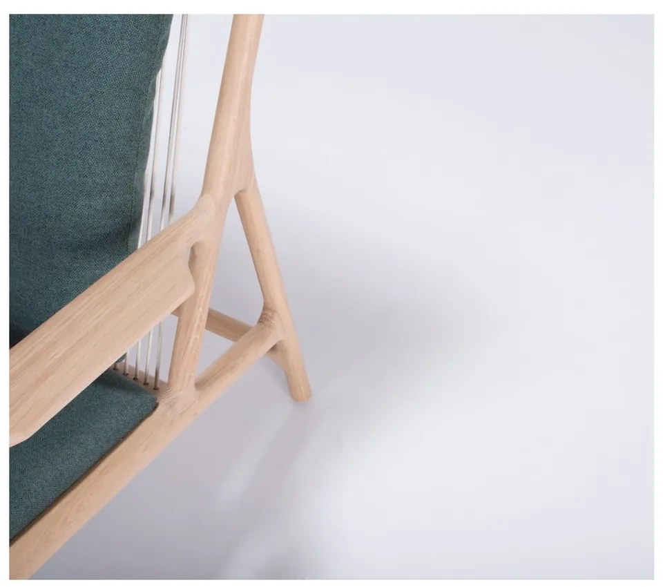 Dedo tölgyfa fotel zöld szövet ülőrésszel - Gazzda