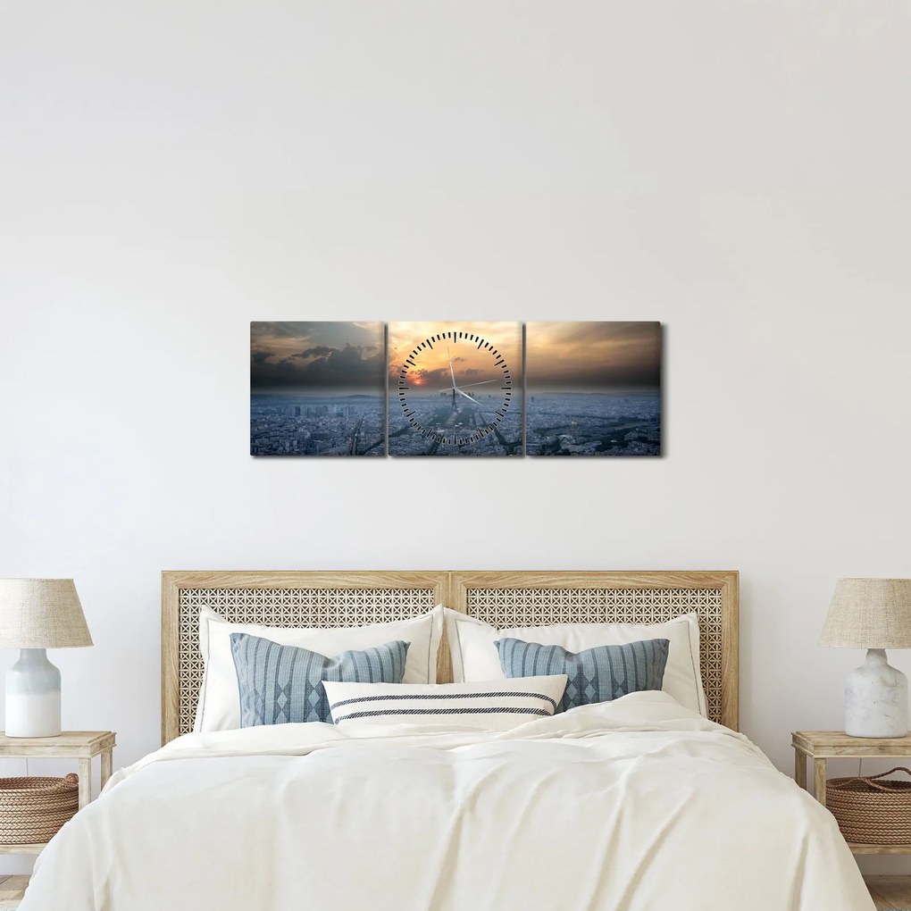 Kép - Párizs magasból (órával) (90x30 cm)