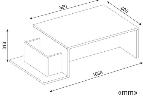 Kávésasztal POT 32x107 cm fehér