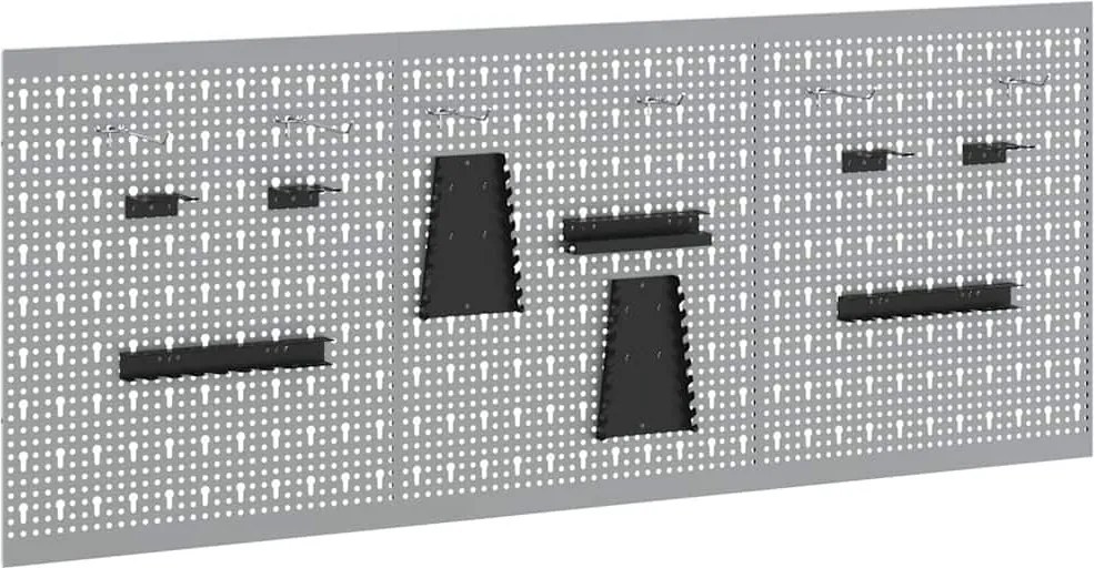 vidaXL Szerszámfal Panel 3 pcs Szürke 150 x 1 x 60 cm