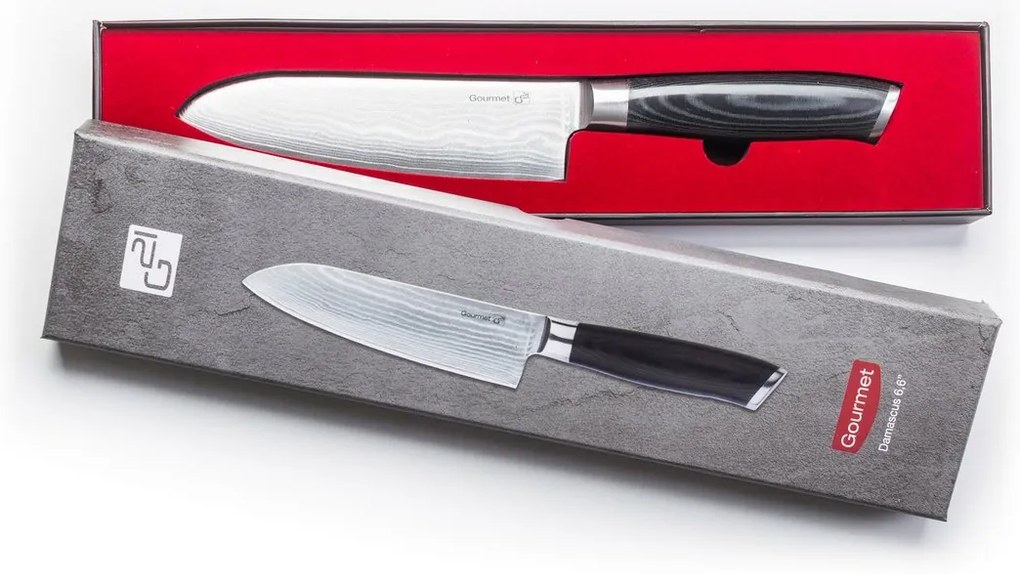 G21 Gourmet Damascus késkészlet bambusz blokkban 5 db + élezőkő