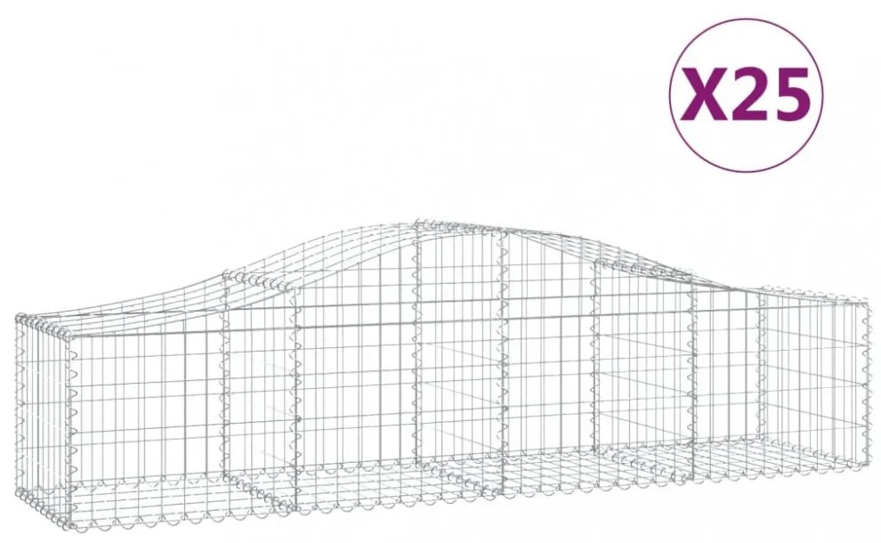 25 db íves horganyzott vas gabion kosár 200x50x40/60 cm